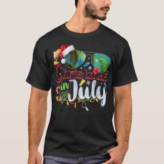 Christmas in July Santa Hat Sunglasses Hawaii Summ T-Shirt