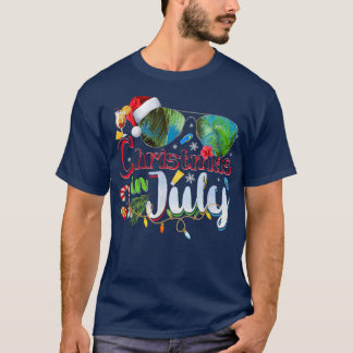 Christmas in July Santa Hat Sunglasses Hawaii Summ T-Shirt
