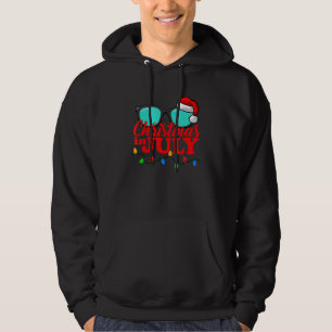 Christmas In July Santa Hat Sunglasses Lights Summ Hoodie