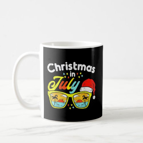 Christmas in July Santa Hat Sunglasses Summer Cele Coffee Mug