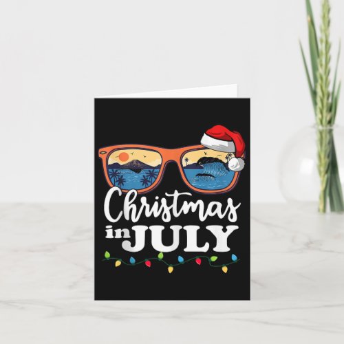 Christmas In July Santa Hat Sunglasses Summer Vaca Card