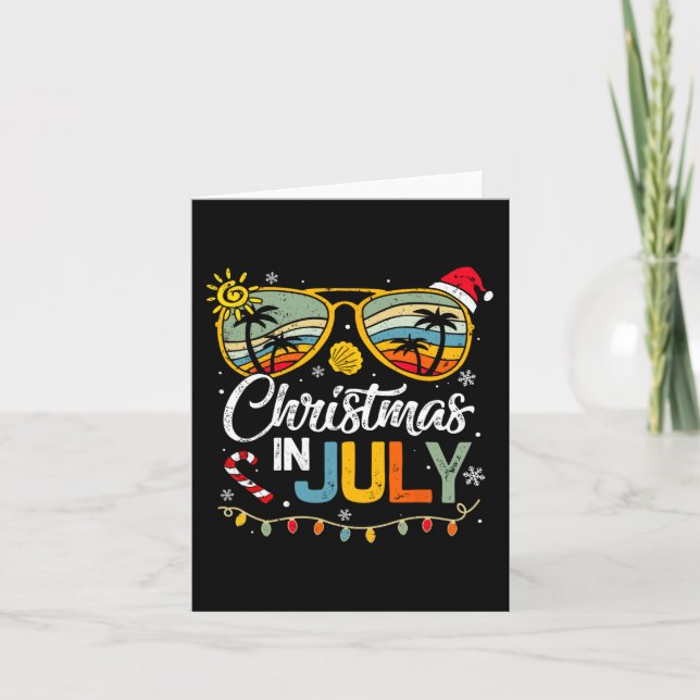 Christmas in July Santa Hat Sunglasses Summer Vaca Card (Front)