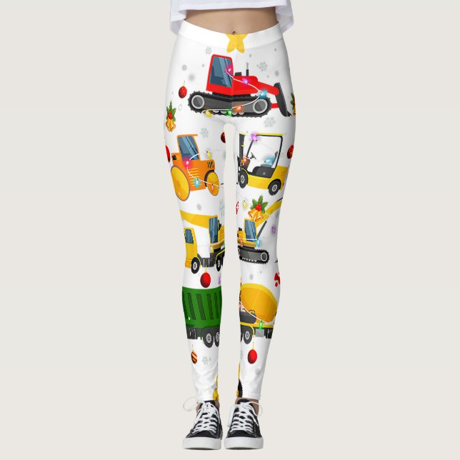 Christmas in July Santa Hat Sunglasses Summer Vaca Leggings (Front)