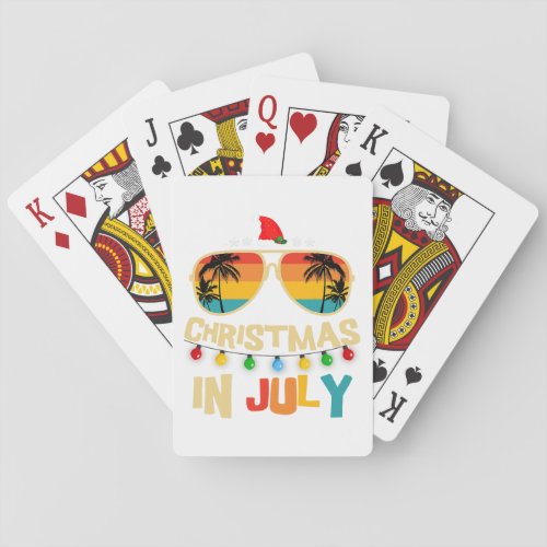 Christmas in July Santa Hat Sunglasses Summer Vaca Poker Cards