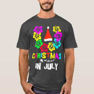 Christmas in July Santa Hat Sunglasses Summer Vaca T-Shirt