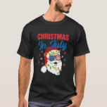 Christmas In July Santa Hat Sunglasses Usa Flag Su T-Shirt