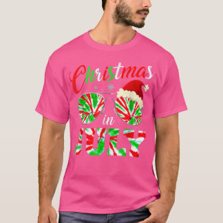 Christmas In July Santa Hat Tie Dye Sunglasses Sum T-Shirt
