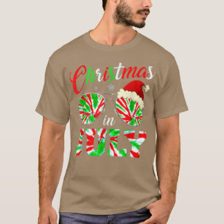 Christmas In July Santa Hat Tie Dye Sunglasses Sum T-Shirt