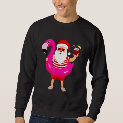 Christmas In July Santa Hawaii Sunglasses Flamingo Sweatshirt