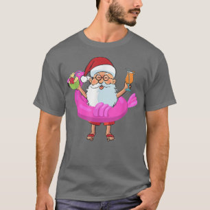 Christmas in July Santa Hawaii Sunglasses Flamingo T-Shirt