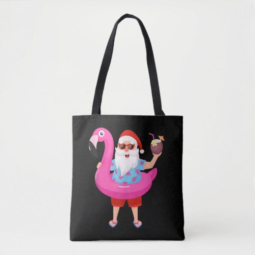 Christmas in July Santa hawaii Sunglasses Flamingo Tote Bag