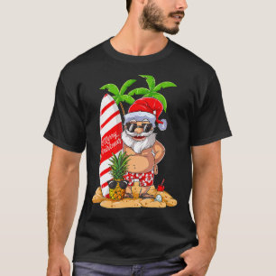 Christmas In July Santa Hawaii Surfing Summer Chri T-Shirt