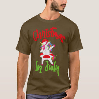 Christmas in July Santa Hawaiian Dabbing Unicorn F T-Shirt