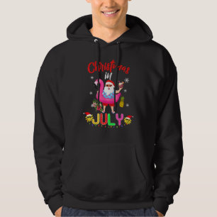 Christmas In July Santa Hawaiian Flamingo Summer B Hoodie