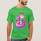 Christmas In July Santa Summer Holiday Inflatable Flamingo Shirt