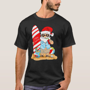 Christmas In July Santa Hawaiian Summer Surf Surfi T-Shirt
