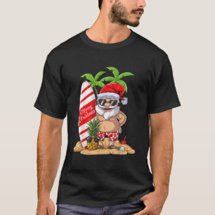 Christmas in July Santa Hawaiian Summer Surf Surfi T-Shirt