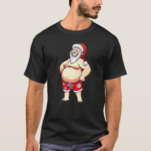 Christmas In July Santa Hawaiian Summer Surf T-Shirt