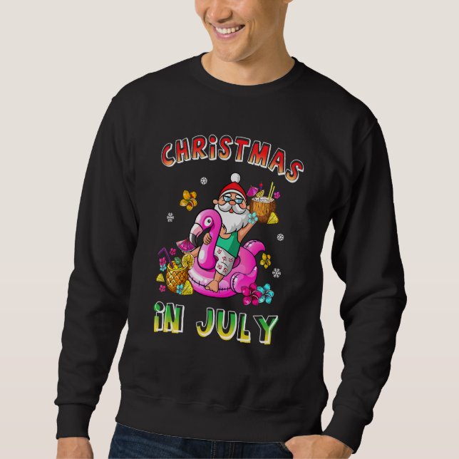 Christmas In July Santa Hawaiian Sunglasses Pink F Sweatshirt (Front)