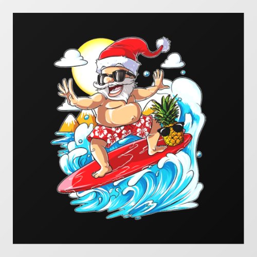 Christmas in July Santa Hawaiian Surfing Floor Decals