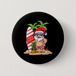 Christmas In July Santa Hawaiian Surfing Gifts Sum Button
