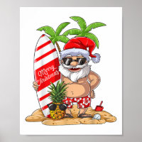 Christmas In July Santa Hawaiian Surfing Gifts Sum