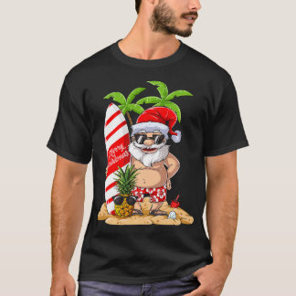 Christmas in July Santa Hawaiian Surfing Gifts Sum T-Shirt