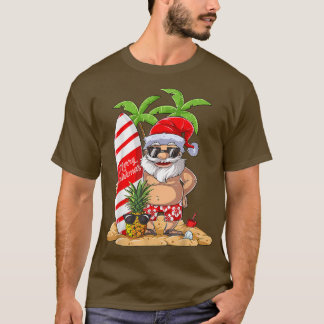 Christmas in July Santa Hawaiian Surfing Gifts Sum T-Shirt
