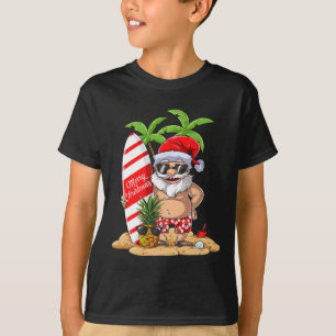 Christmas In July Santa Hawaiian Surfing Gifts Sum T-Shirt