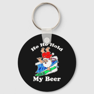 Christmas In July Santa Hawaiian Surfing Keychain