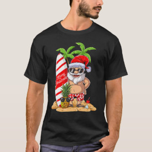 Christmas In July Santa Hawaiian Surfing  Summer S T-Shirt