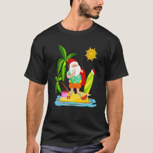 Christmas In July Santa Hawaiian Surfing Summer Su T-Shirt