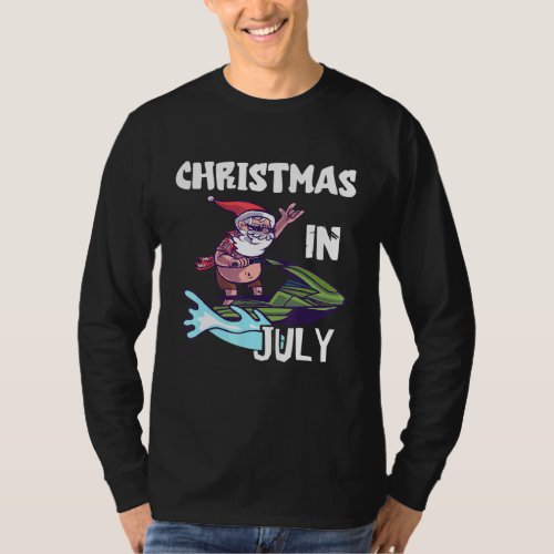 Christmas In July Santa Jet Skiing Watercraft Summ T_Shirt