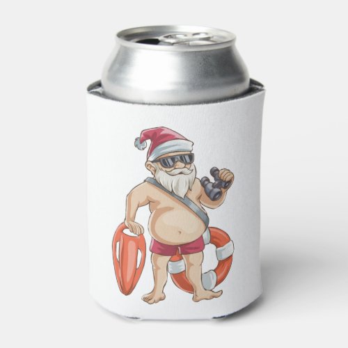 Christmas In July Santa Lifeguard Can Cooler