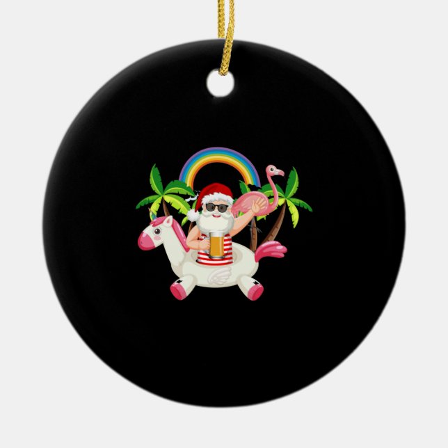 Christmas In July Santa Lifeguard   Ceramic Ornament (Front)