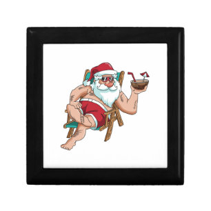 Christmas in July Santa on Beach Independence Day Gift Box