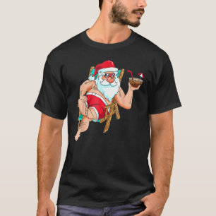 Christmas in July Santa on Beach Independence Day T-Shirt