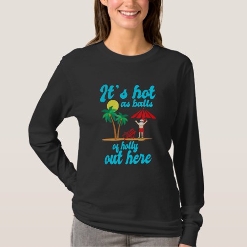Christmas In July Santa On The Beach With Palm Tre T_Shirt
