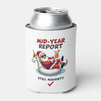 Christmas In July Santa on Unicorn Pool Float Stil Can Cooler