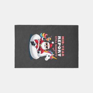 Christmas In July Santa on Unicorn Pool Float Stil Rug