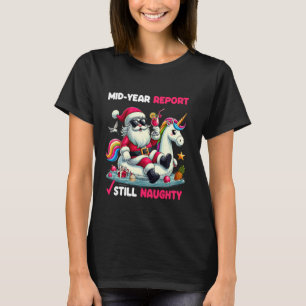 Christmas In July Santa on Unicorn Pool Float Stil T-Shirt