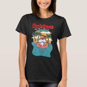 Christmas In July Santa Palm Tree Sun Beach Summer T-Shirt