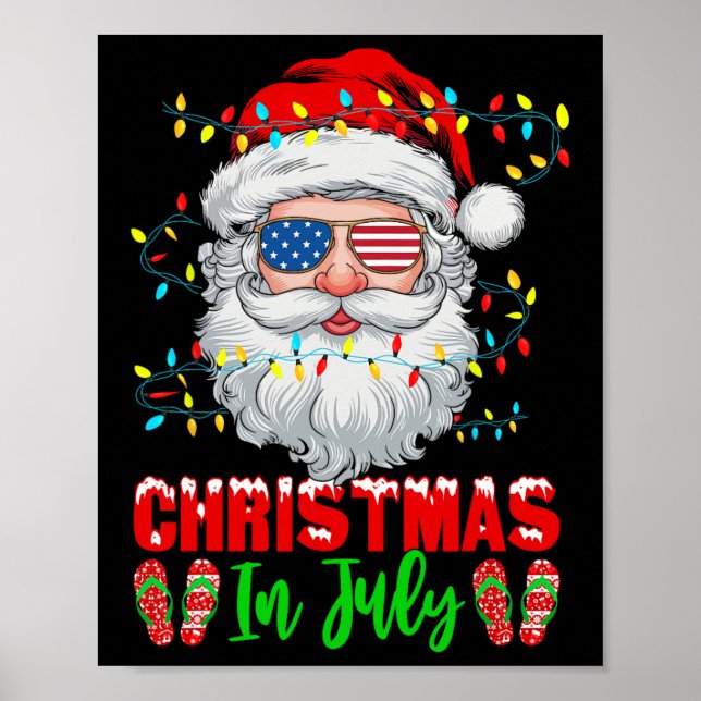 Christmas In July Santa Patriotic Festive Xmas Sum Poster (Front)