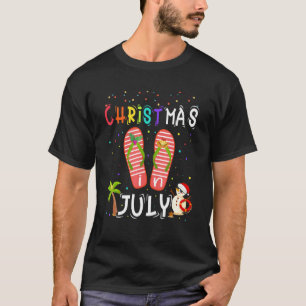 Christmas In July Santa Sandals Summer Celebration T-Shirt