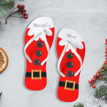 Christmas in July Santa Suit Naughty or Nice Red Flip Flops