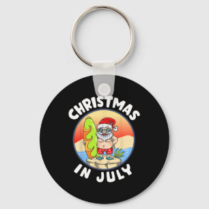 Christmas In July Santa Summer Beach Christmas In  Keychain