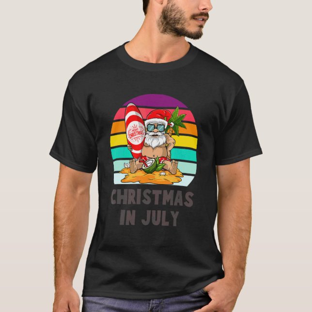 Christmas In July   Santa Summer Beach Vacation 2 T-Shirt (Front)