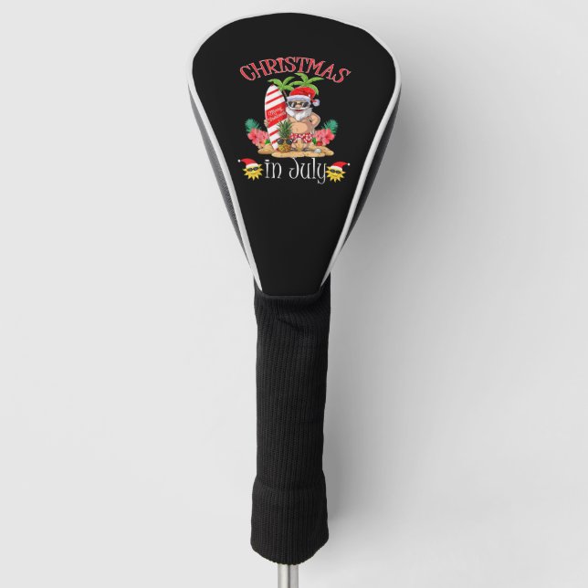 Christmas In July Santa Summer Beach Vacation Golf Head Cover (Front)
