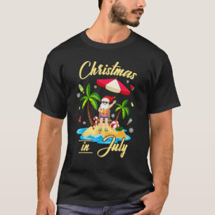 Christmas in July  Santa Summer Beach Vacation Haw T-Shirt