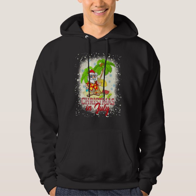 Christmas In July   Santa Summer Beach Vacation Hoodie (Front)